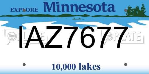 IAZ7677 Minnesota License Plate