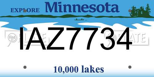 IAZ7734 Minnesota License Plate