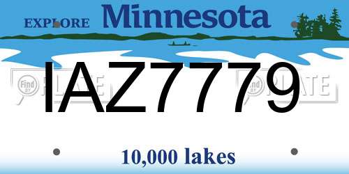 IAZ7779 Minnesota License Plate