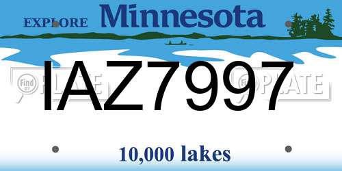 IAZ7997 Minnesota License Plate