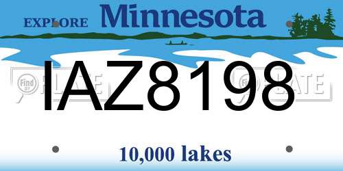 IAZ8198 Minnesota License Plate