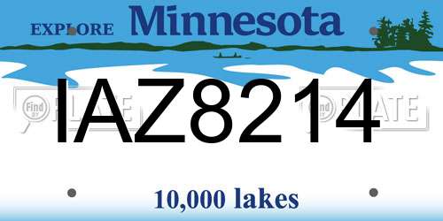IAZ8214 Minnesota License Plate