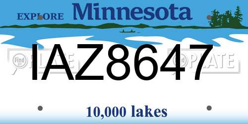 IAZ8647 Minnesota License Plate