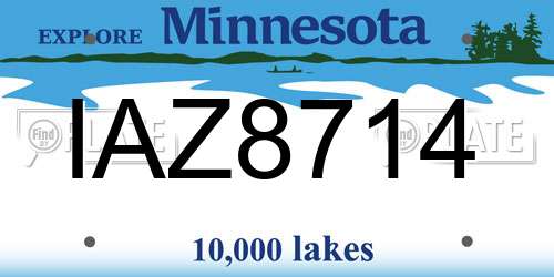 IAZ8714 Minnesota License Plate