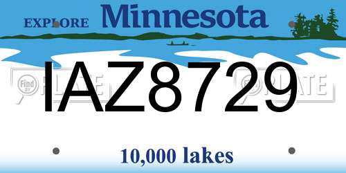 IAZ8729 Minnesota License Plate