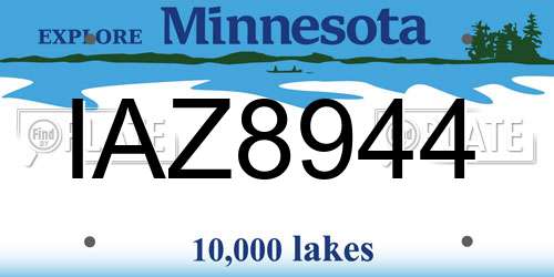 IAZ8944 Minnesota License Plate
