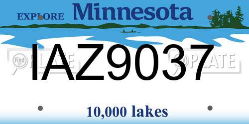 IAZ9037 Minnesota License Plate