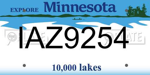 IAZ9254 Minnesota License Plate