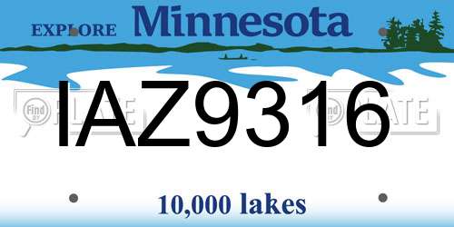 IAZ9316 Minnesota License Plate