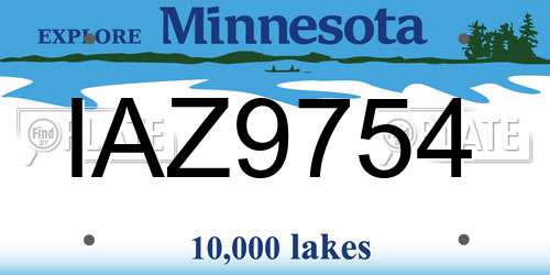 IAZ9754 Minnesota License Plate