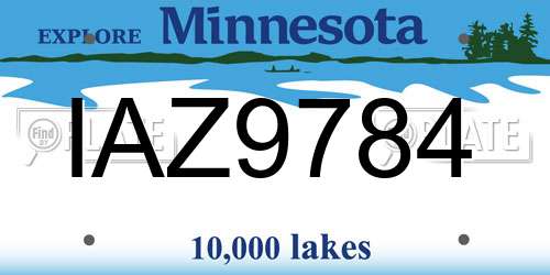 IAZ9784 Minnesota License Plate