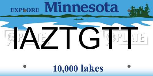 IAZTGTT Minnesota License Plate