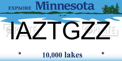 IAZTGZZ Minnesota License Plate