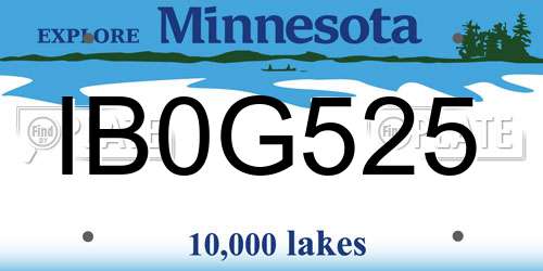 IB0G525 Minnesota License Plate