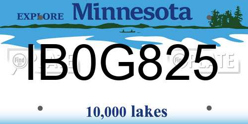 IB0G825 Minnesota License Plate