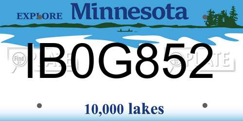 IB0G852 Minnesota License Plate
