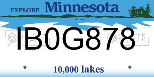 IB0G878 Minnesota License Plate
