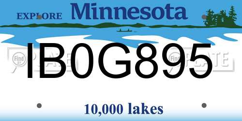 IB0G895 Minnesota License Plate