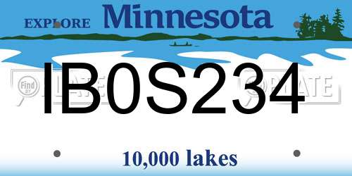 IB0S234 Minnesota License Plate