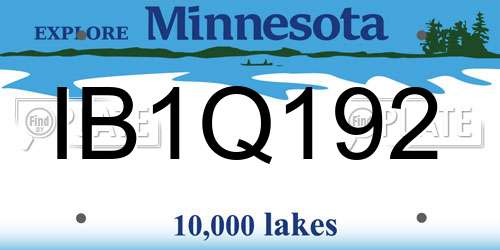 IB1Q192 Minnesota License Plate