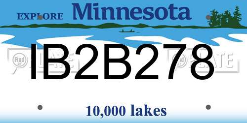 IB2B278 Minnesota License Plate