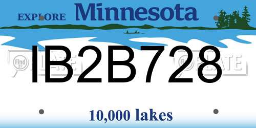 IB2B728 Minnesota License Plate