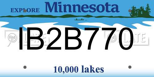 IB2B770 Minnesota License Plate