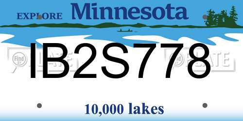 IB2S778 Minnesota License Plate