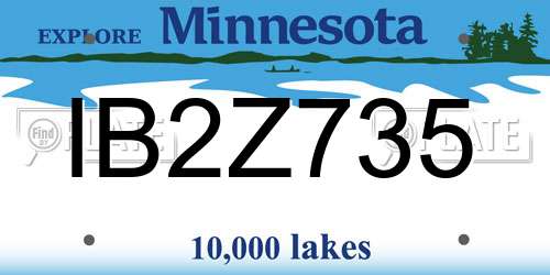 IB2Z735 Minnesota License Plate