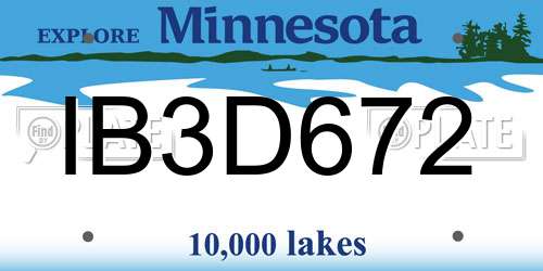 IB3D672 Minnesota License Plate