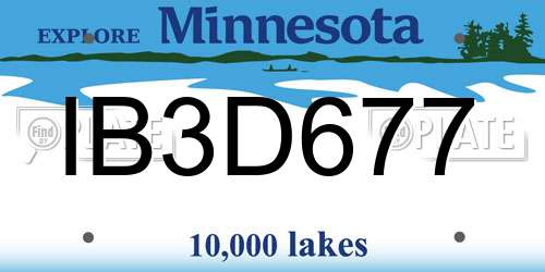 IB3D677 Minnesota License Plate