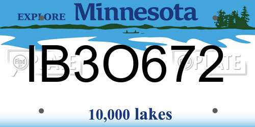 IB3O672 Minnesota License Plate