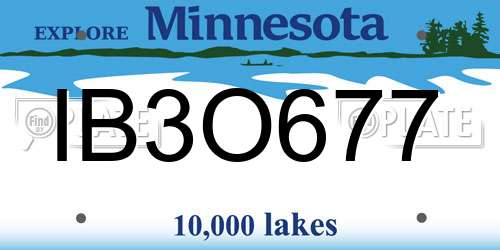 IB3O677 Minnesota License Plate
