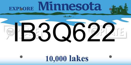 IB3Q622 Minnesota License Plate