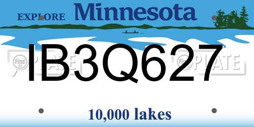 IB3Q627 Minnesota License Plate
