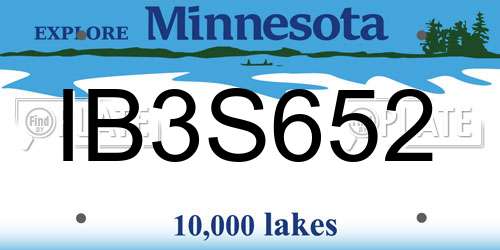 IB3S652 Minnesota License Plate