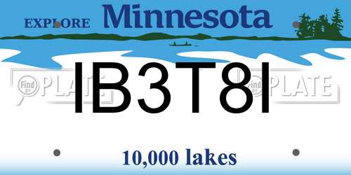IB3T8I Minnesota License Plate