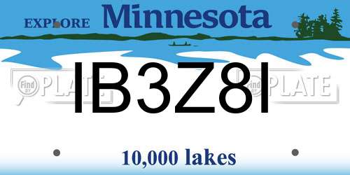 IB3Z8I Minnesota License Plate