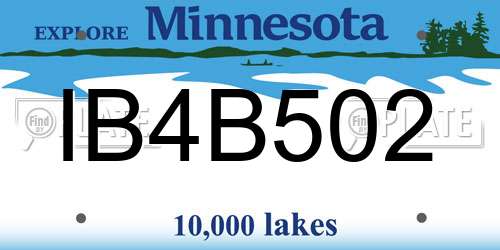 IB4B502 Minnesota License Plate