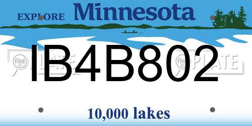 IB4B802 Minnesota License Plate