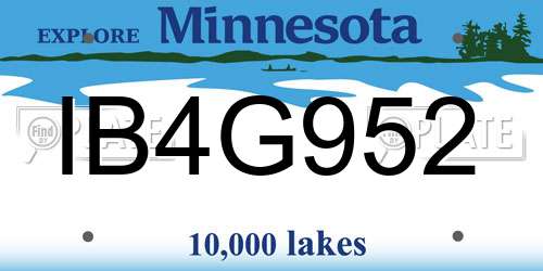 IB4G952 Minnesota License Plate