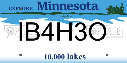 IB4H3O Minnesota License Plate