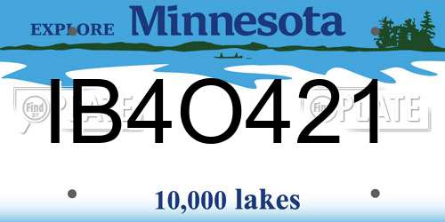 IB4O421 Minnesota License Plate