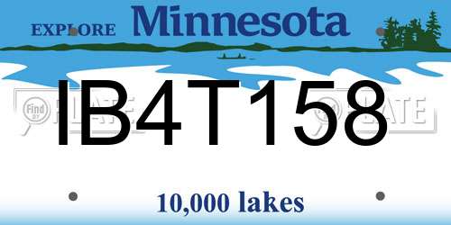 IB4T158 Minnesota License Plate