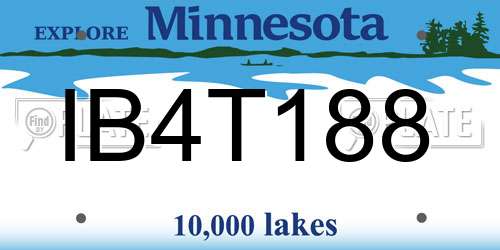 IB4T188 Minnesota License Plate