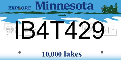IB4T429 Minnesota License Plate