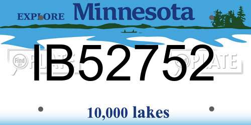 IB52752 Minnesota License Plate