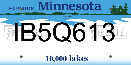 IB5Q613 Minnesota License Plate