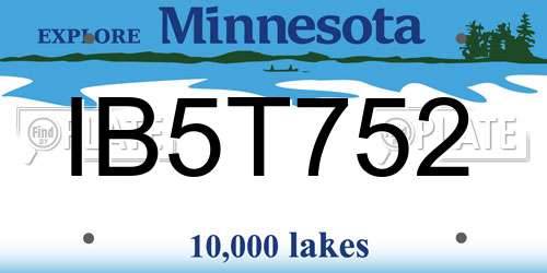 IB5T752 Minnesota License Plate