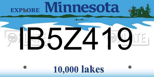IB5Z419 Minnesota License Plate